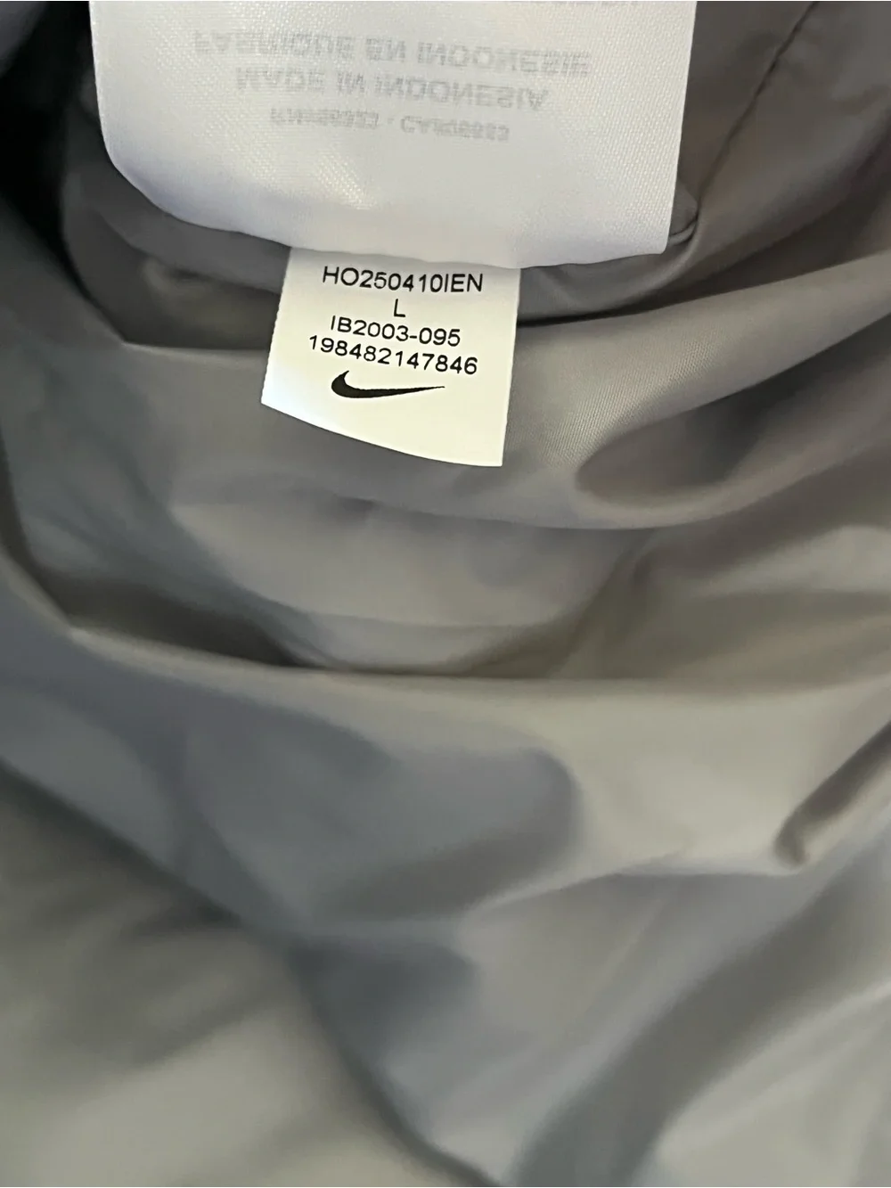 Nike Therma Fit Swoosh Series Oversized Down Puffer Jacket ‘Silver’ size wmns L